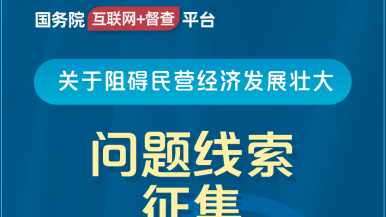 小日本操逼视频国务院“互联网+督查”平台公开征集阻碍民营经济发展壮大问题线索